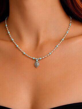 Silver and Turquoise Howlite Delicate Necklace